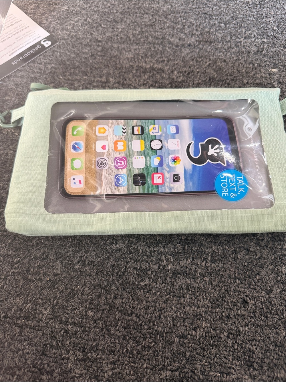 Mint Green Wristlet Clutch with Clear Front Phone Window